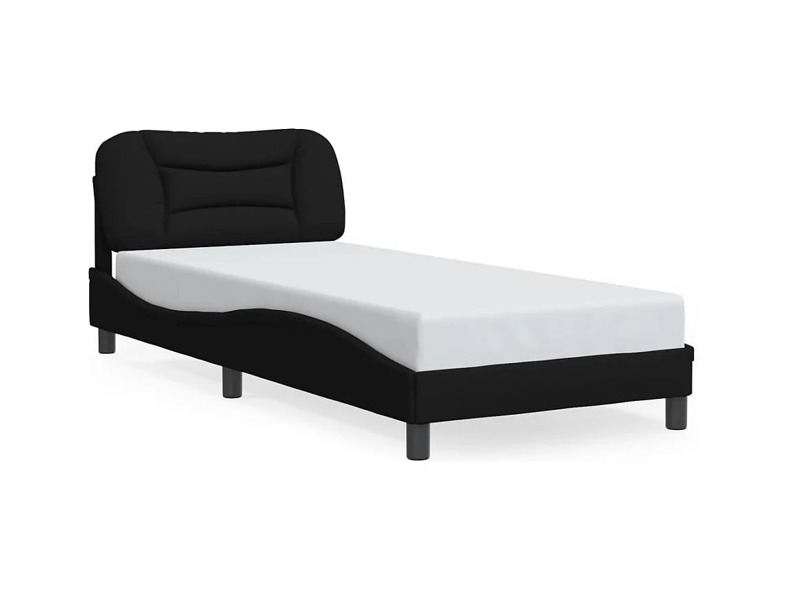 Lit simple avec lumières LED noir 80x200 cm tissu FR94414