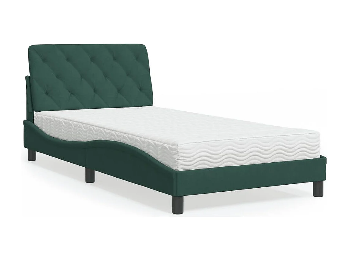 Lit adulte + matelas vert foncé 100x200 cm velours FR57038