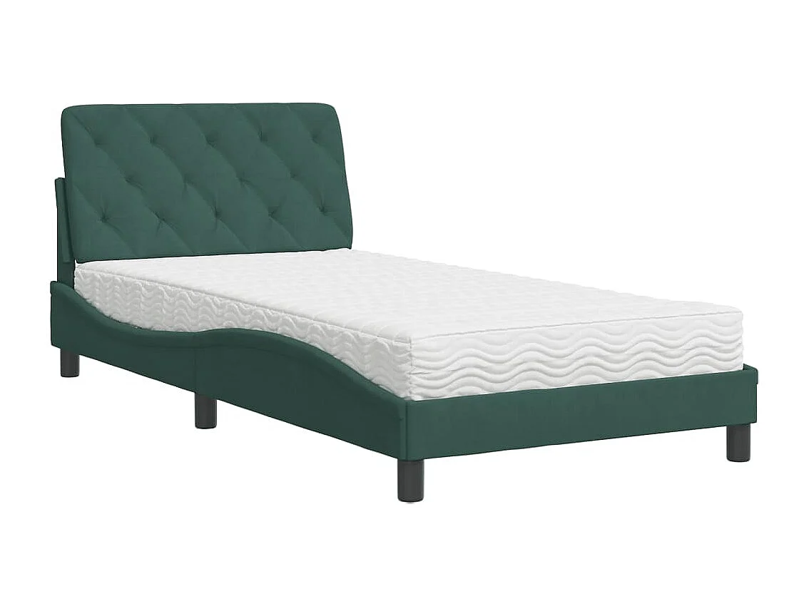 Lit adulte + matelas vert foncé 100x200 cm velours FR57038