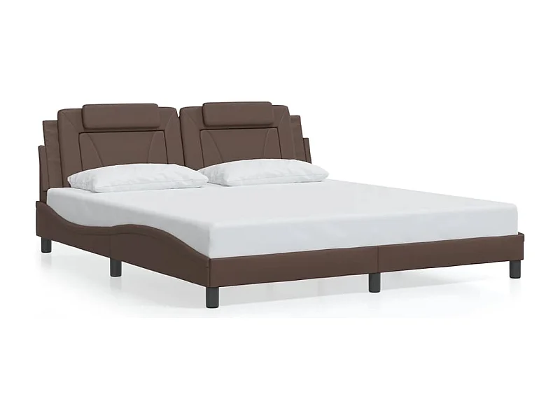 Lit double avec lumières LED marron 180x200 cm similicuir FR95452