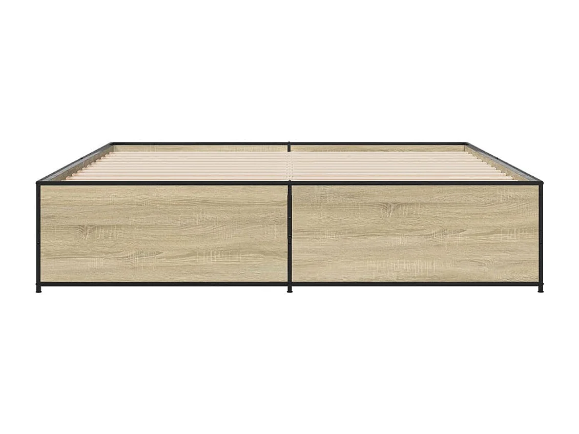 Bedframe bewerkt hout metaal sonoma eikenkleurig 180x200 cm BE773340