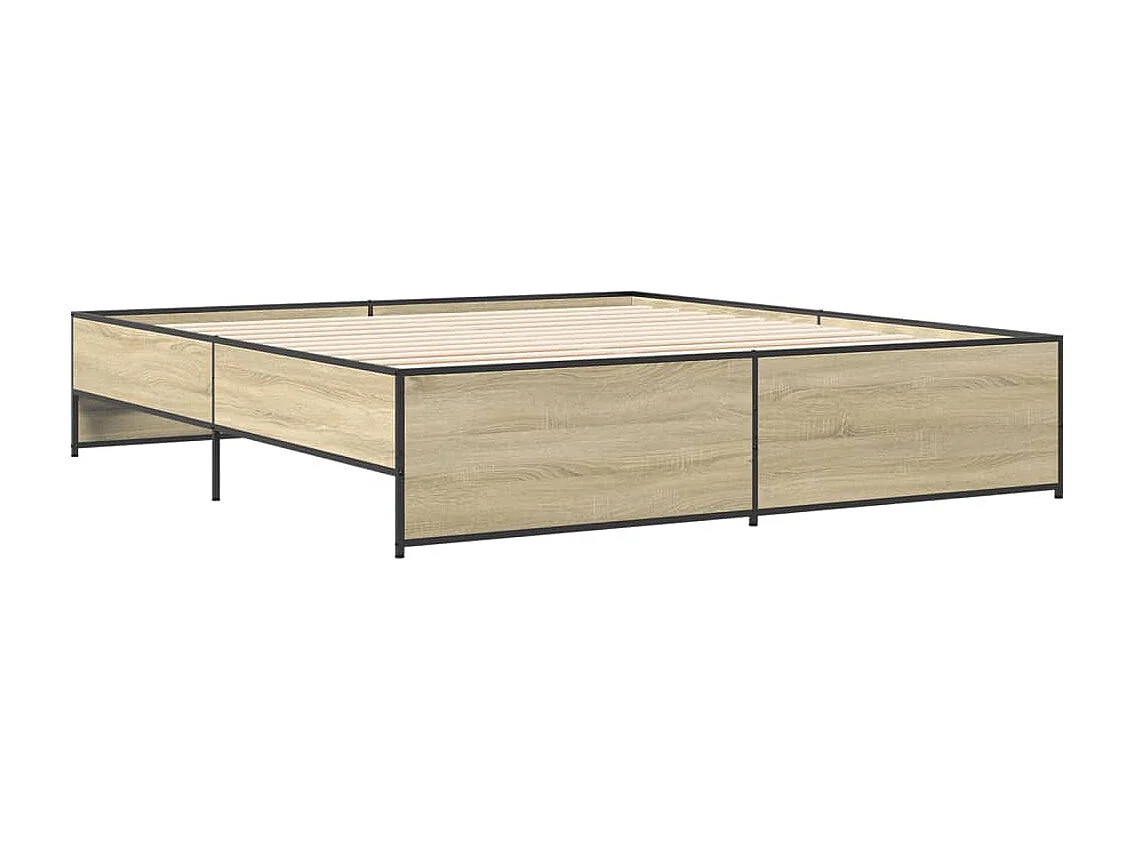 Lit double chêne sonoma 180x200 cm bois d'ingénierie et métal FR59387