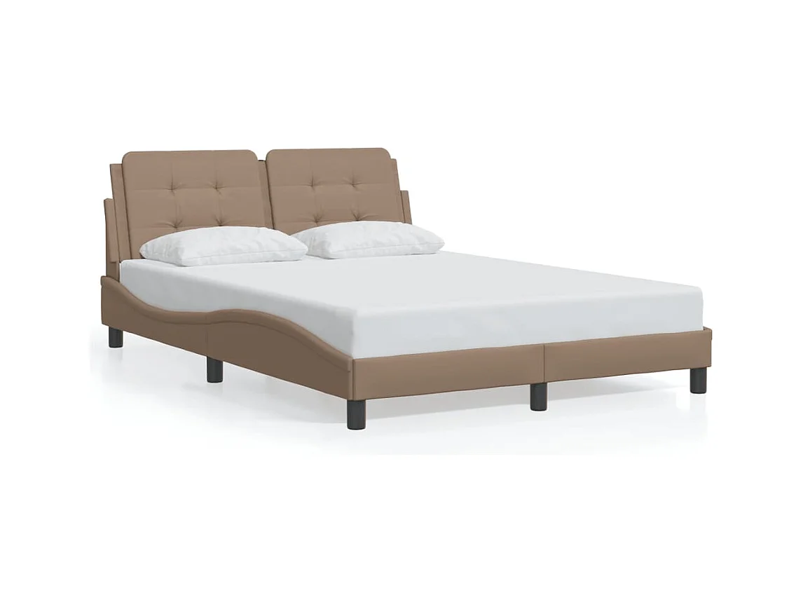 Lit double + tête de lit Cappuccino 120x200 cm Similicuir FR15238