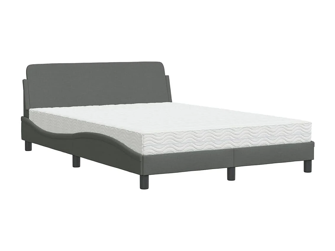 Cama 120x200 cm con colchón tela gris oscuro ES886946