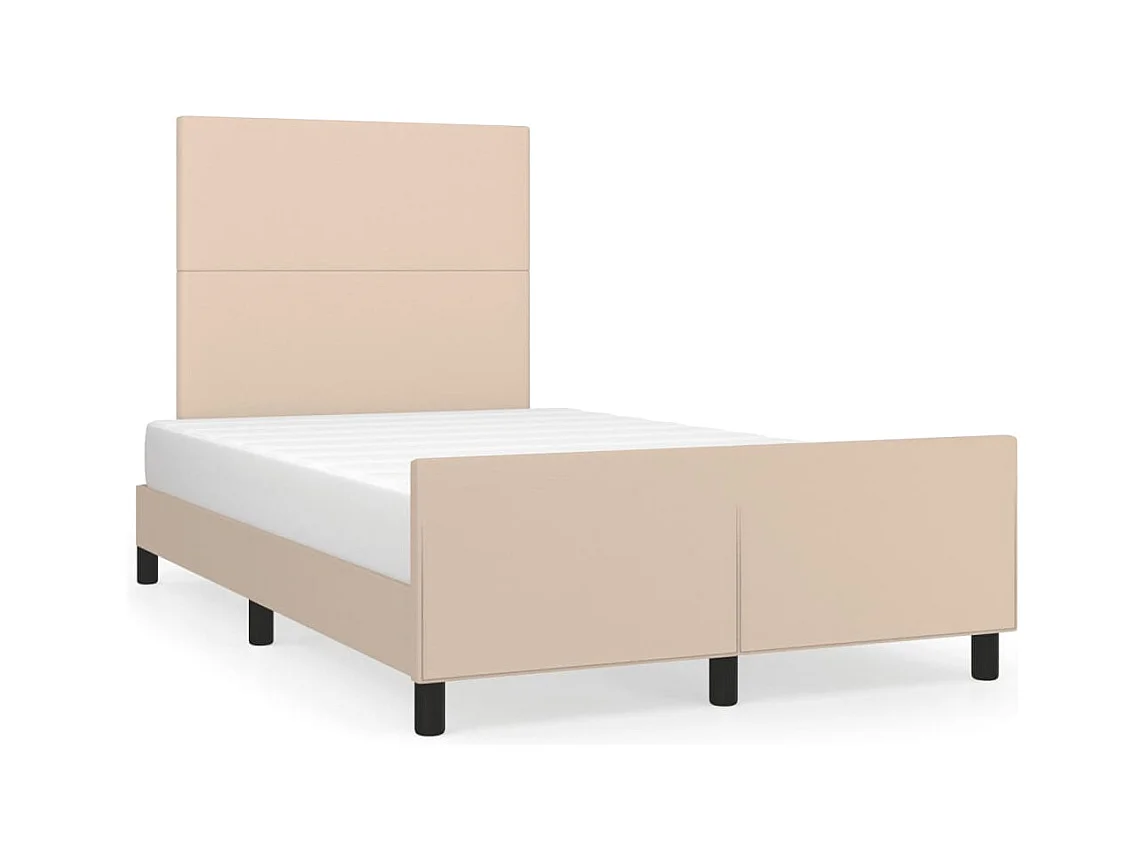 Cama 120x190 cm - y cabecero cuero sintético capuchino ES735005