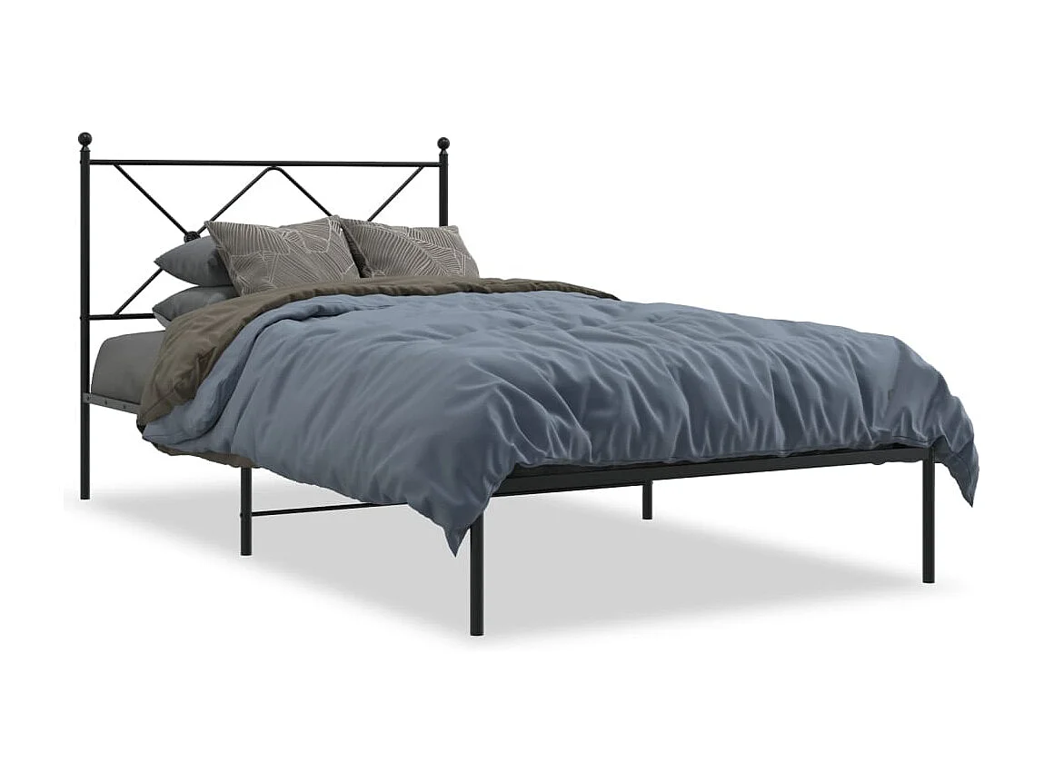 Cama com cabeceira 100x190 cm metal preto PT499171