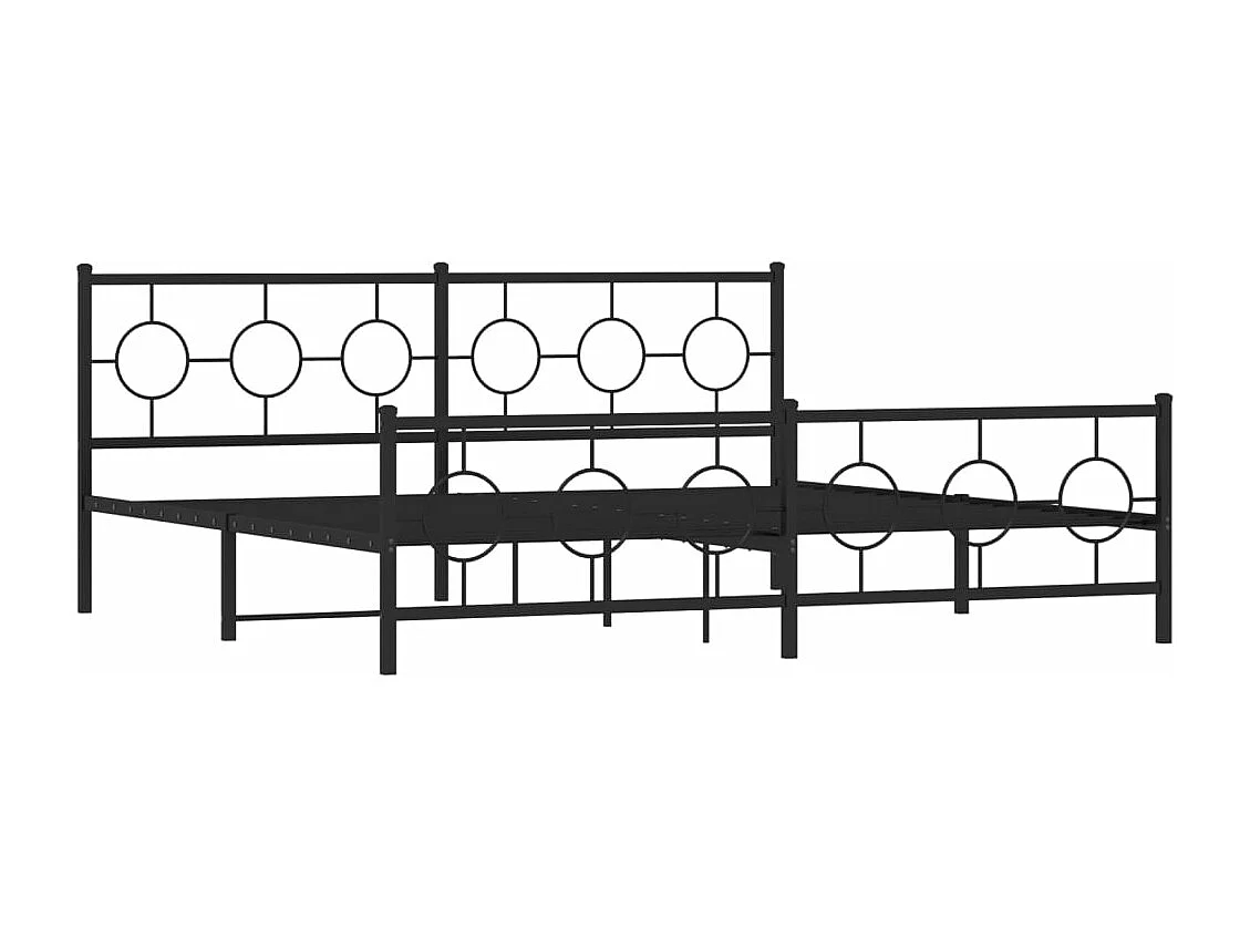 Cama matrimonial- 200x200 cm cabecero y estribo metal negro ES552368