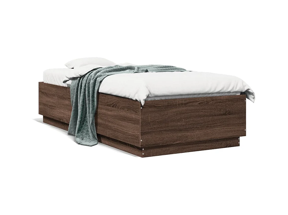 Cama 100x200cm derivados de madeira carvalho castanho PT598624