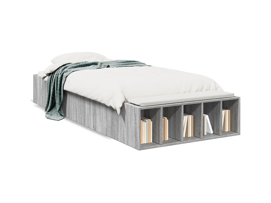 Lit simple sonoma gris 100x200 cm bois d'ingénierie FR45901