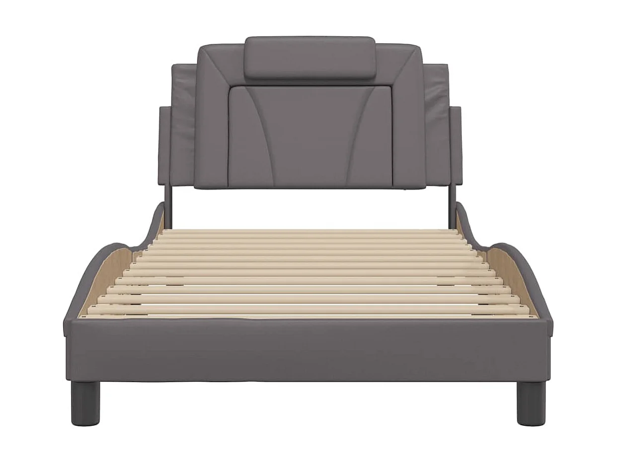 Bedframe met hoofdbord kunstleer grijs 100x200 cm BE872925
