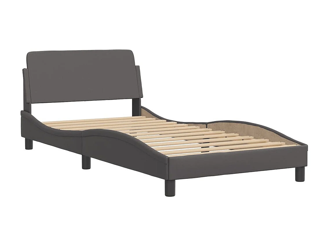 Bedframe met hoofdbord kunstleer grijs 100x200 cm BE872925
