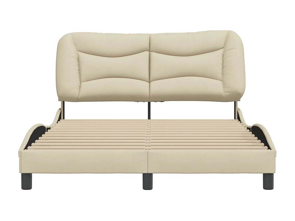 Lit double + tête de lit Crème 140x190 cm Tissu FR34127