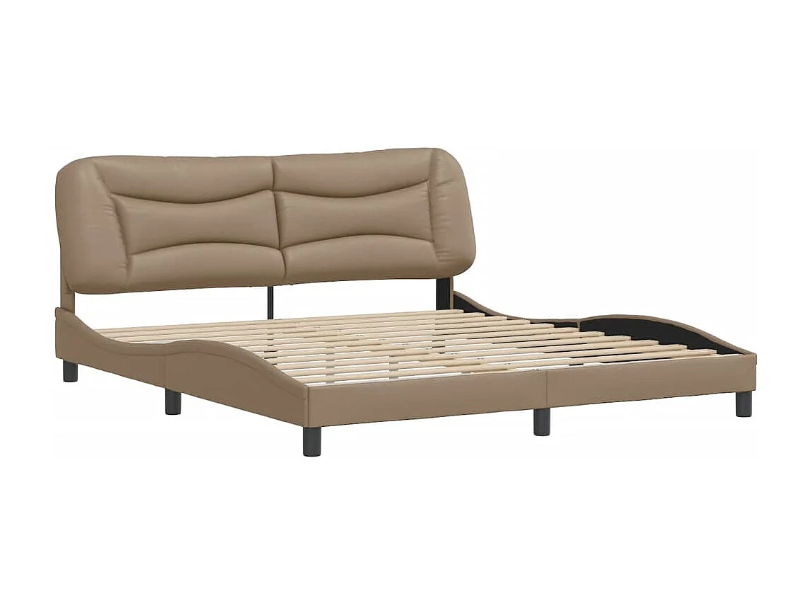 Lit double + tête de lit Cappuccino 180x200 cm Similicuir FR76099