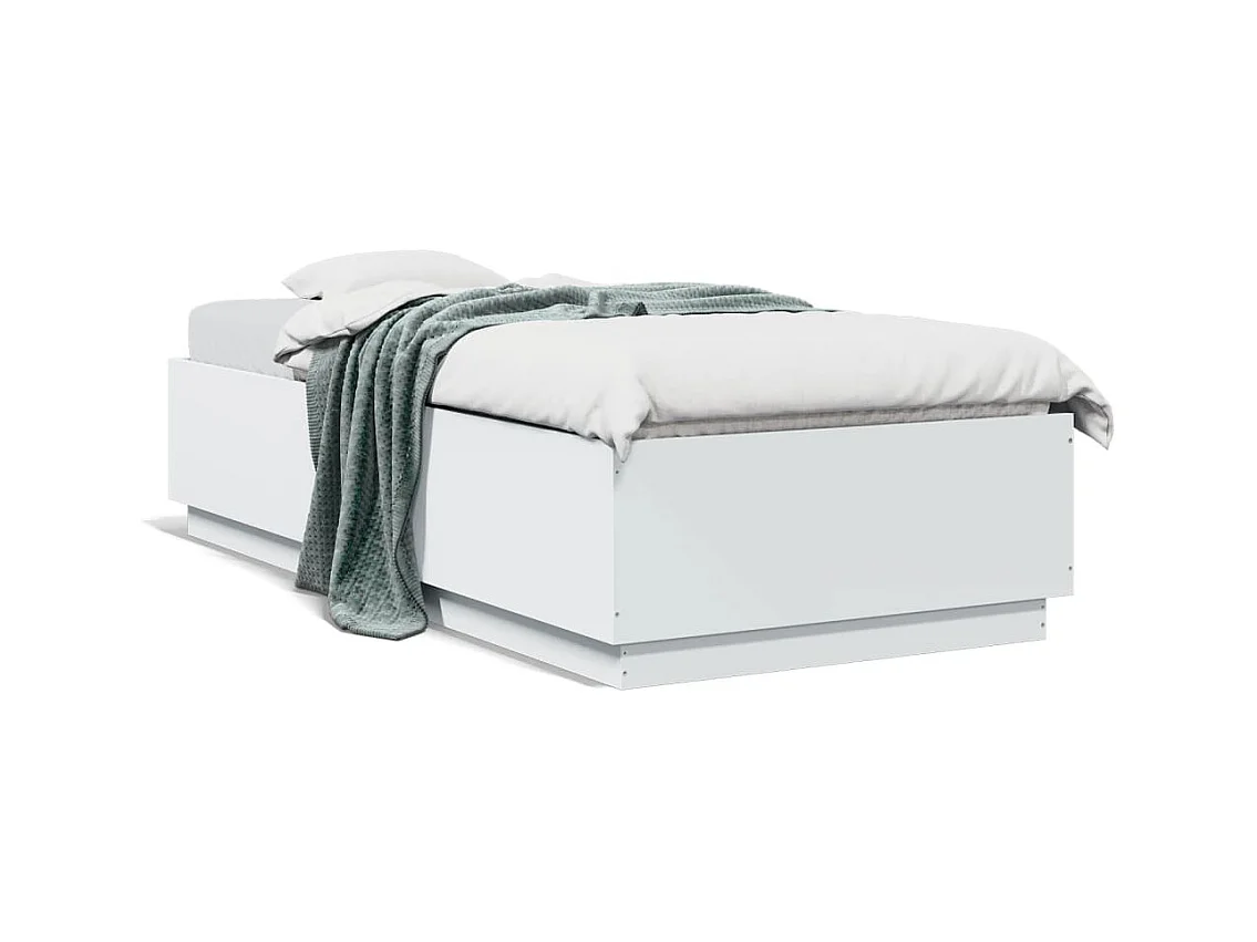 Lit simple avec lumières LED blanc 100x200 cm bois ingénierie FR66233