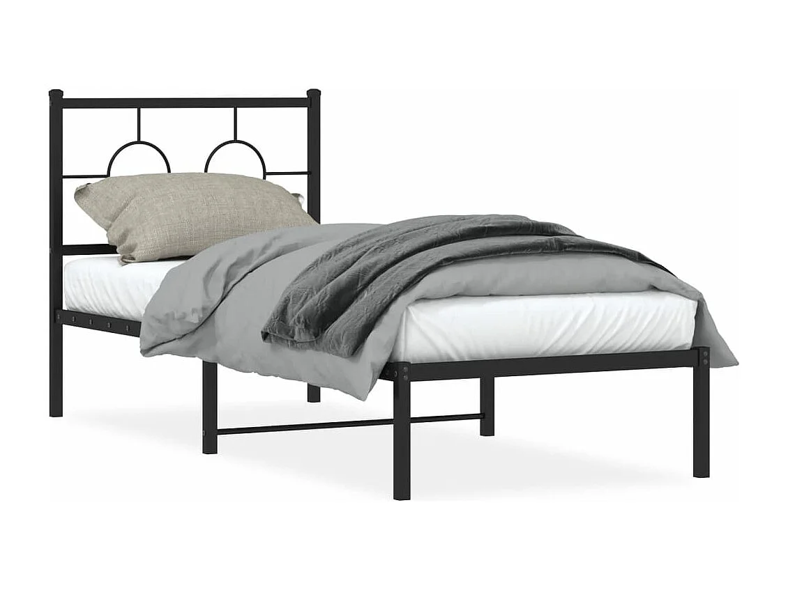 Cama individual- 75x190 cm con cabecero metal negro ES980244