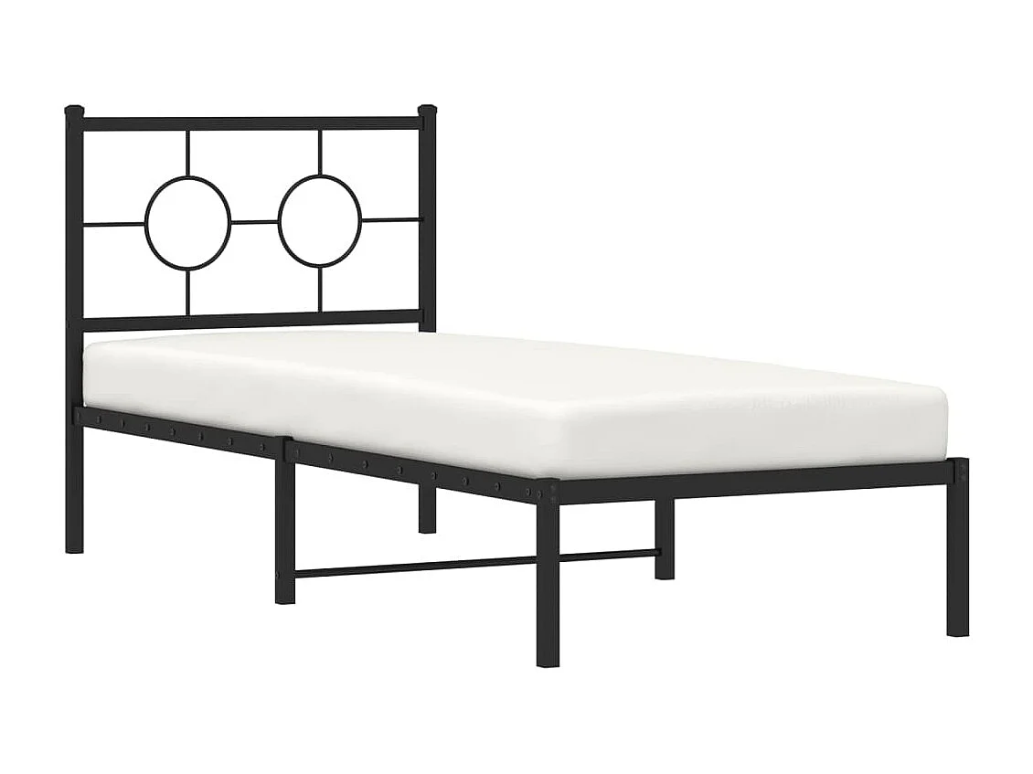 Cama individual- 75x190 cm con cabecero metal negro ES980244