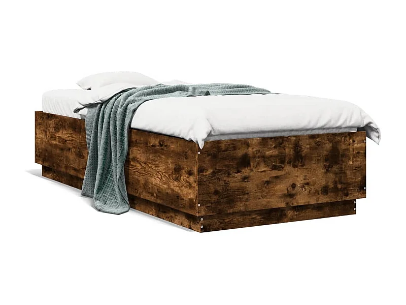 Cama 100x200 cm - con luces LED madera roble ahumado ES784042