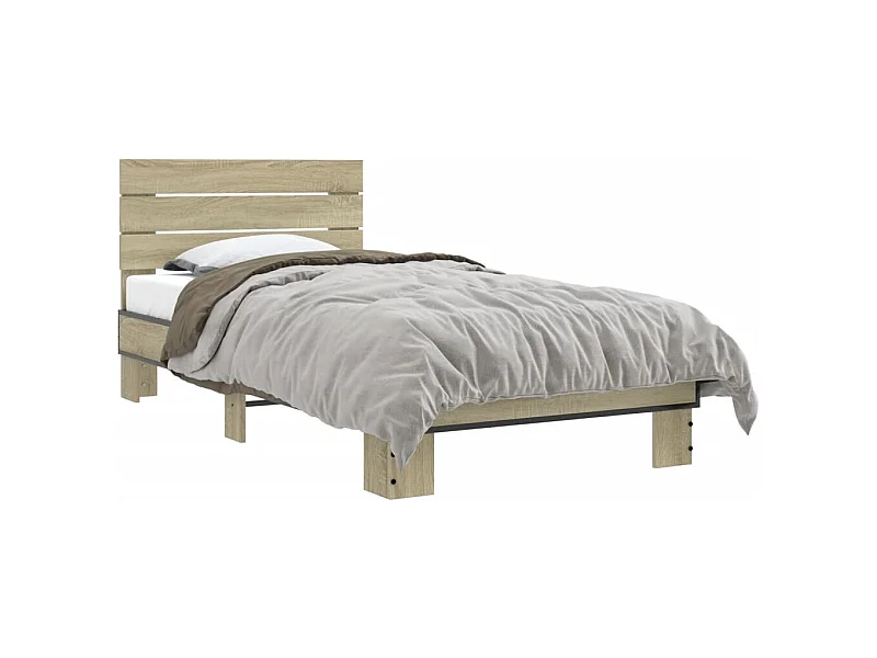 Cama derivados de madeira e metal carvalho sonoma PT582660