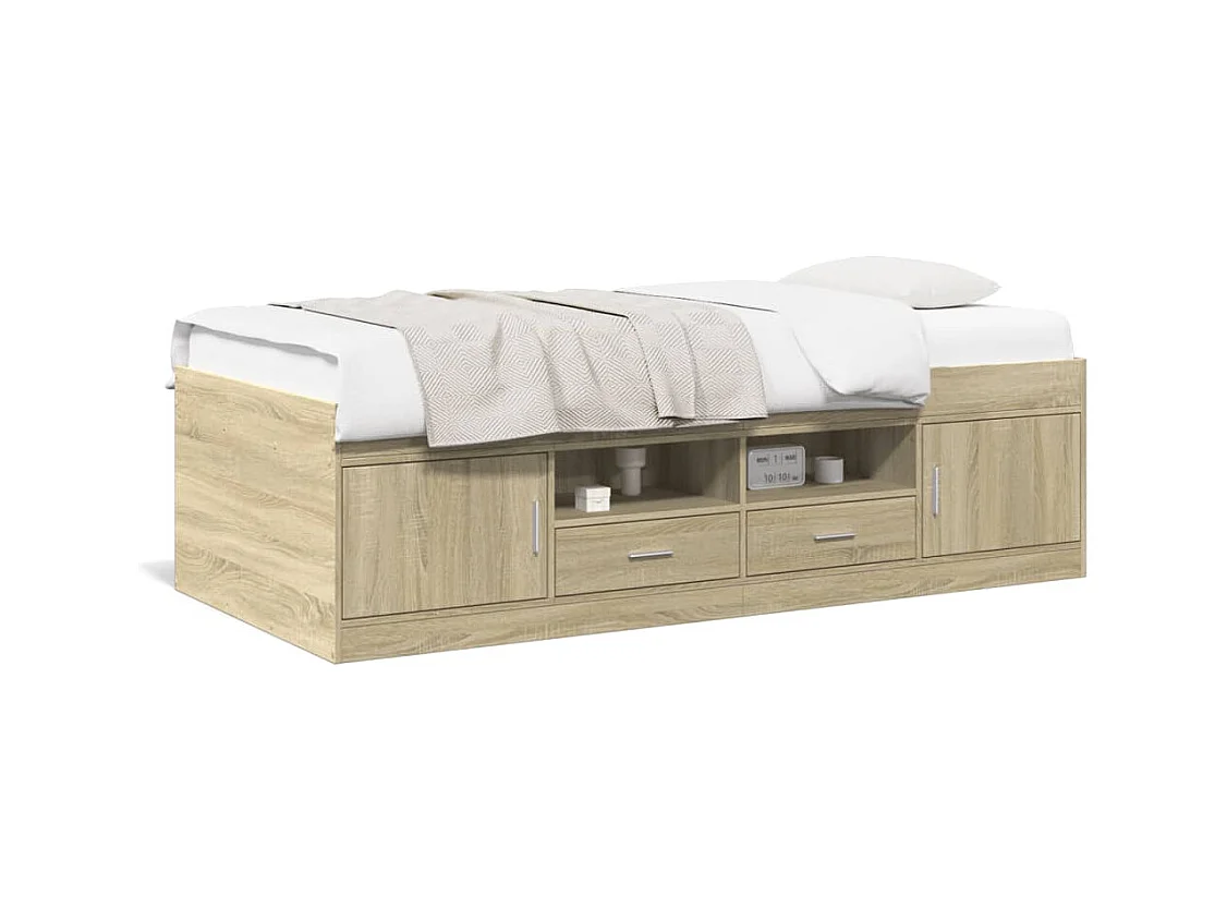 Lit de jour et tiroirs chêne sonoma 90x190 cm bois d'ingénierie FR20336