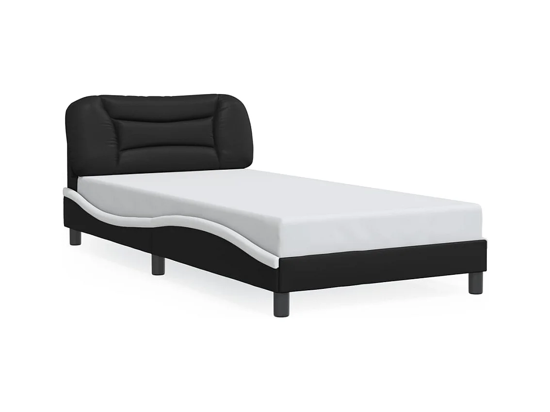 Lit simple avec lumières LED noir blanc 100x200 cm similicuir FR93647