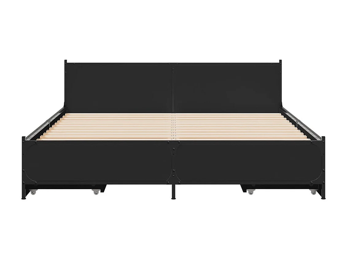 Bedframe met lades bewerkt hout bruin eikenkleur 135x190 cm BE394539