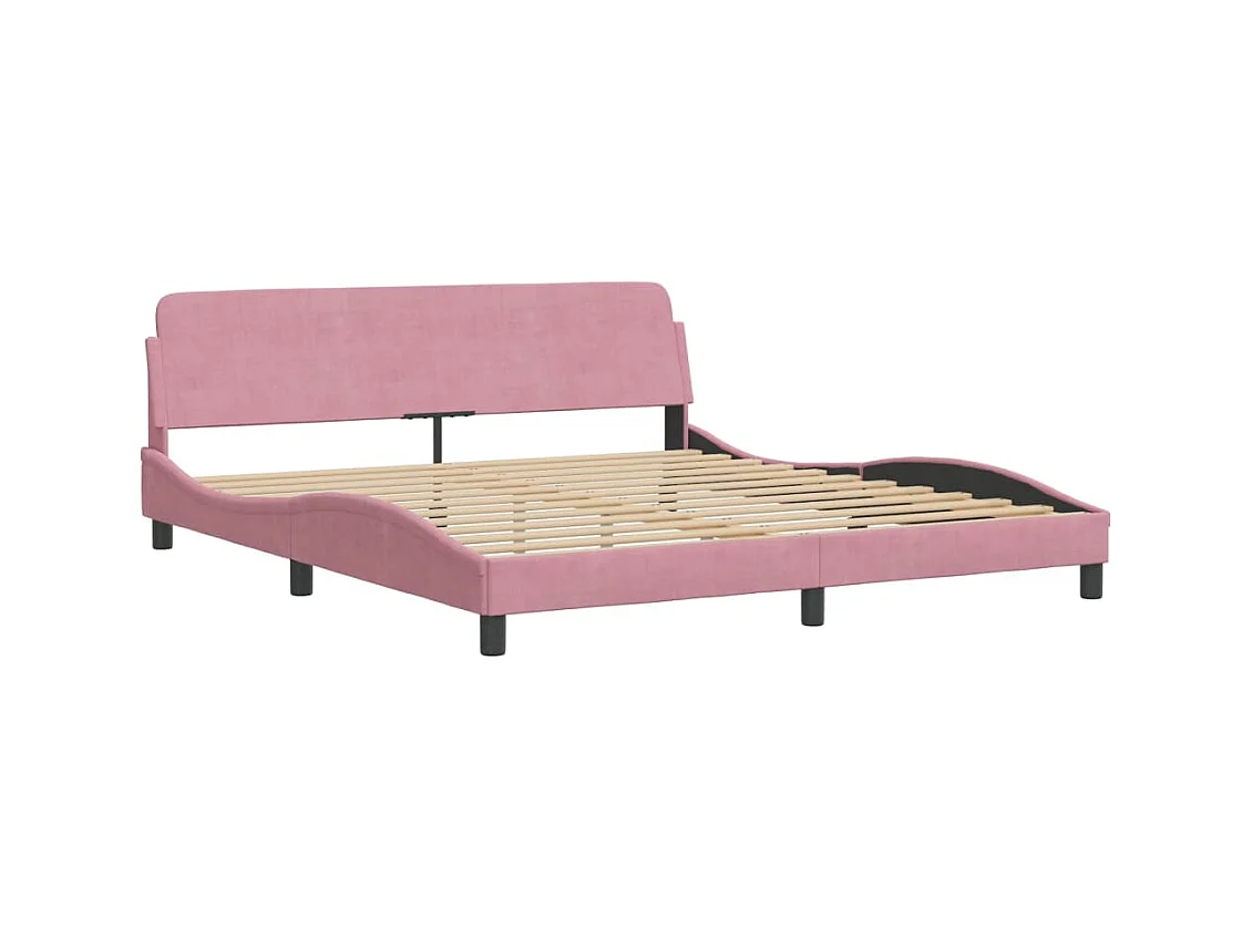 Lit double + tête de lit Rose 180x200 cm Velours FR93814