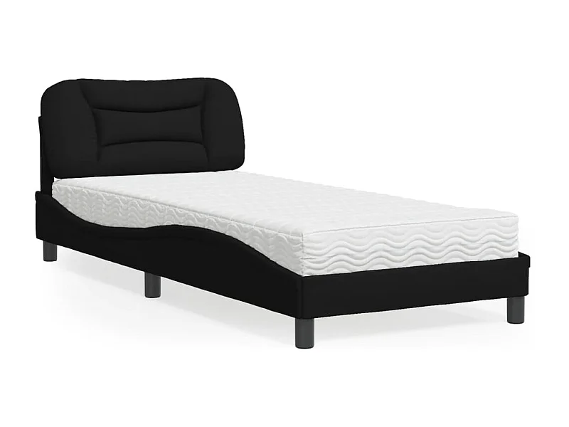 Bed met matras stof zwart 90x190 cm BE333592