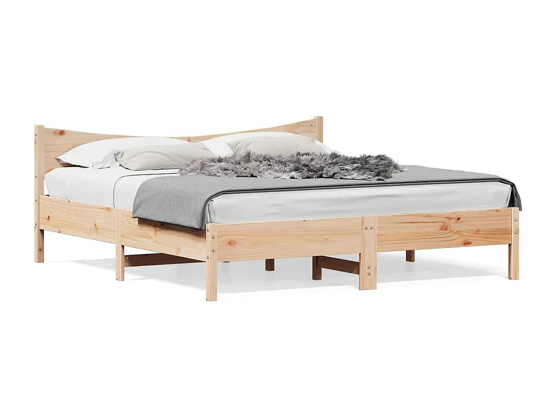 Cama com cabeceira 200x200 cm pinho maciço PT212533