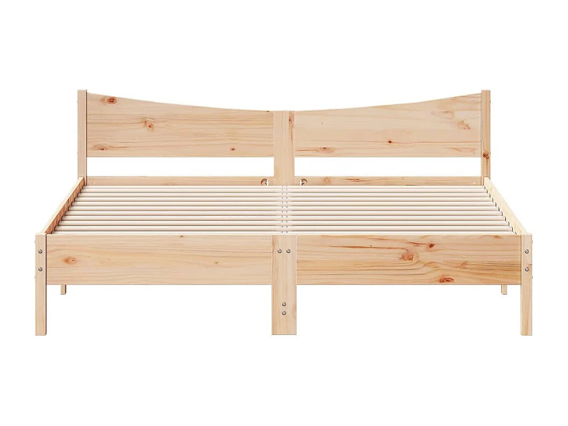 Lit double + tête de lit 200x200 cm Bois de pin massif FR66357