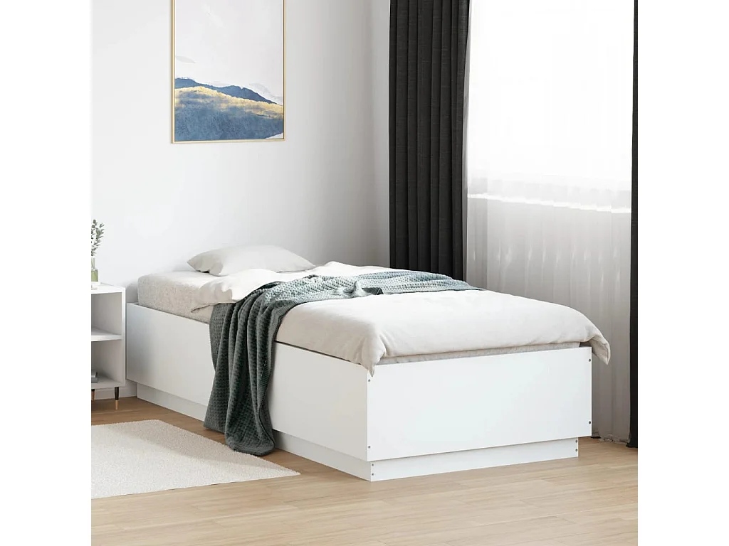 Bedframe met LED-verlichting bewerkt hout wit 90x200 cm BE497499
