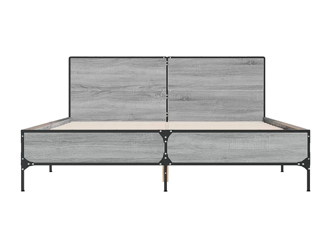 Lit double sonoma gris 160x200 cm bois d'ingénierie et métal FR76701