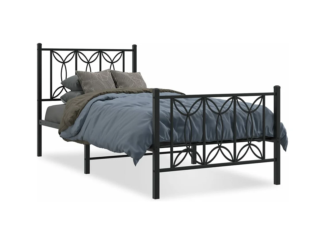Cama com cabeceira e pés 90x190 cm metal preto PT222275