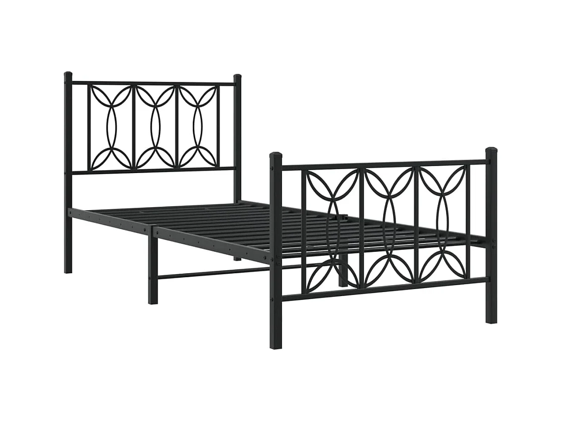 Cama com cabeceira e pés 90x190 cm metal preto PT222275