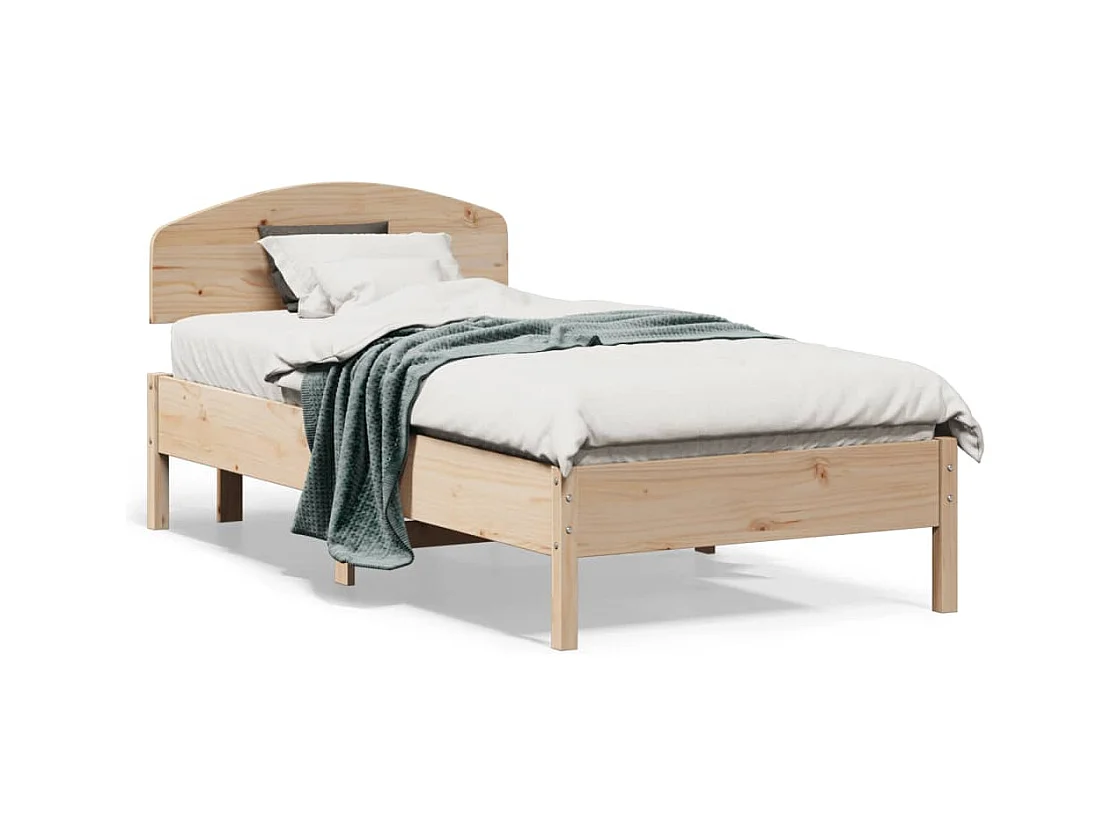 Lit simple + tête de lit 75x190 cm bois de pin massif FR95410