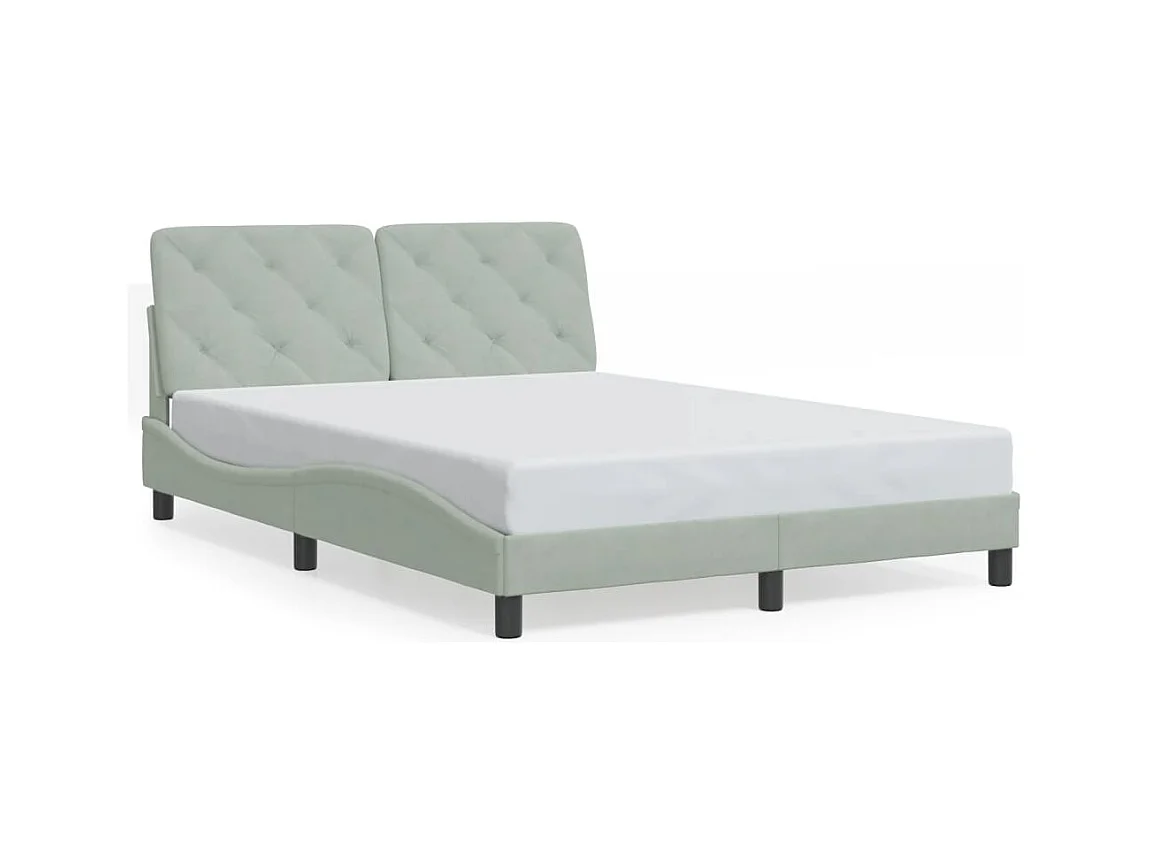 Cama 120x200 cm - con luces LED terciopelo gris claro ES207487