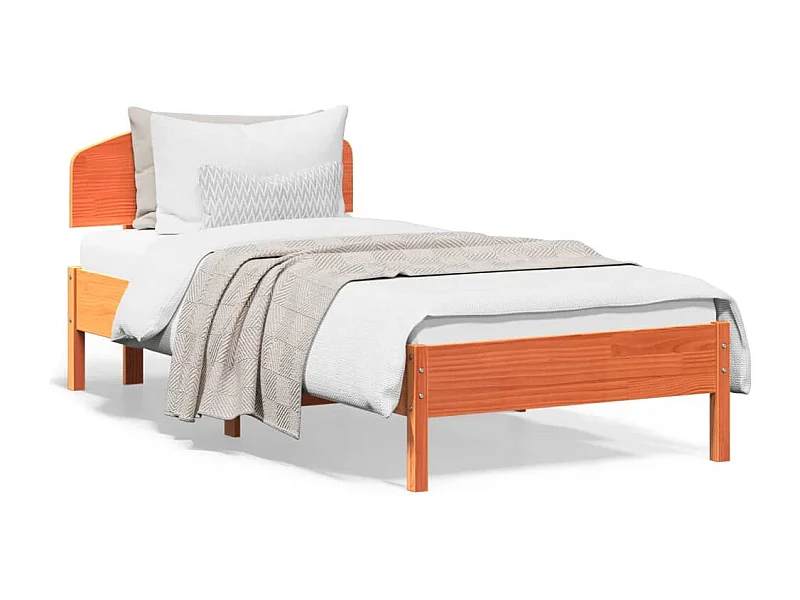 Cama 100x200 cm - con cabecero madera pino marrón cera ES663659