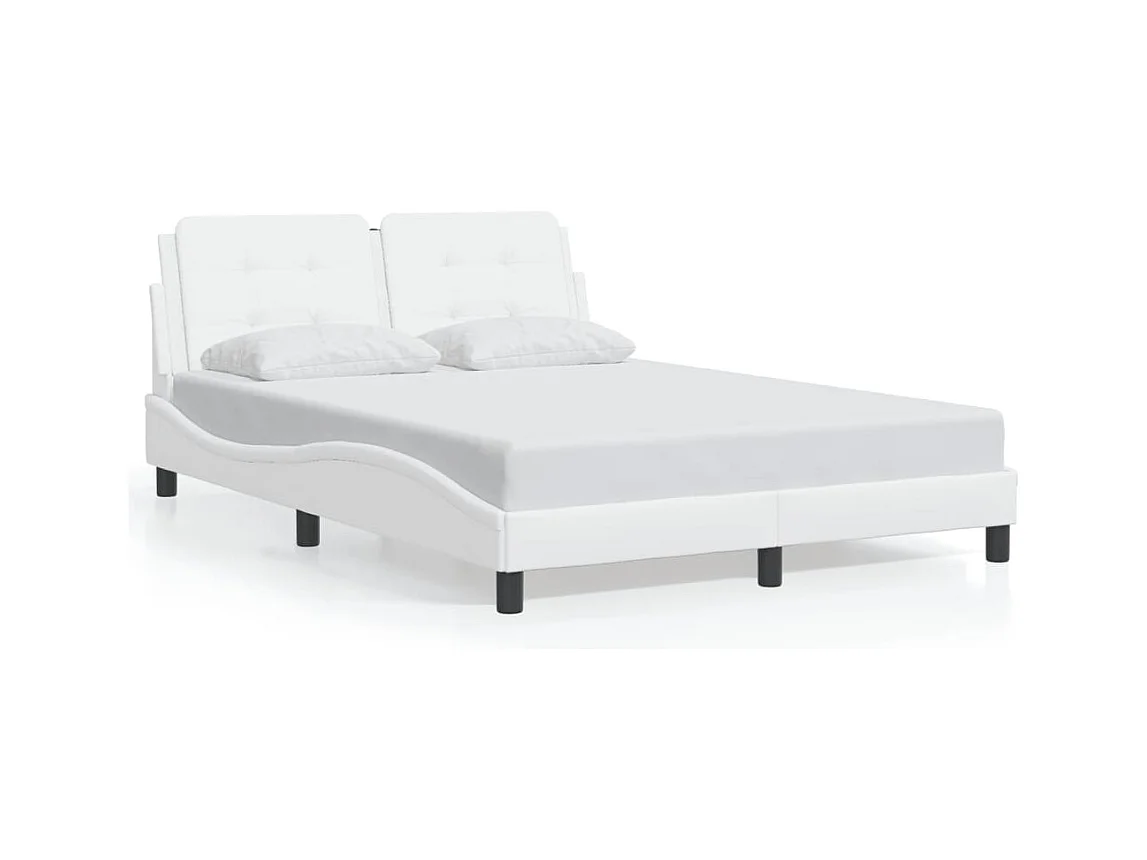 Lit double + tête de lit Blanc 120x200 cm Similicuir FR14873