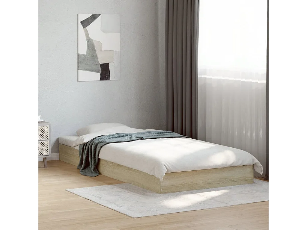 Lit simple chêne sonoma 100x200 cm bois d'ingénierie FR37076