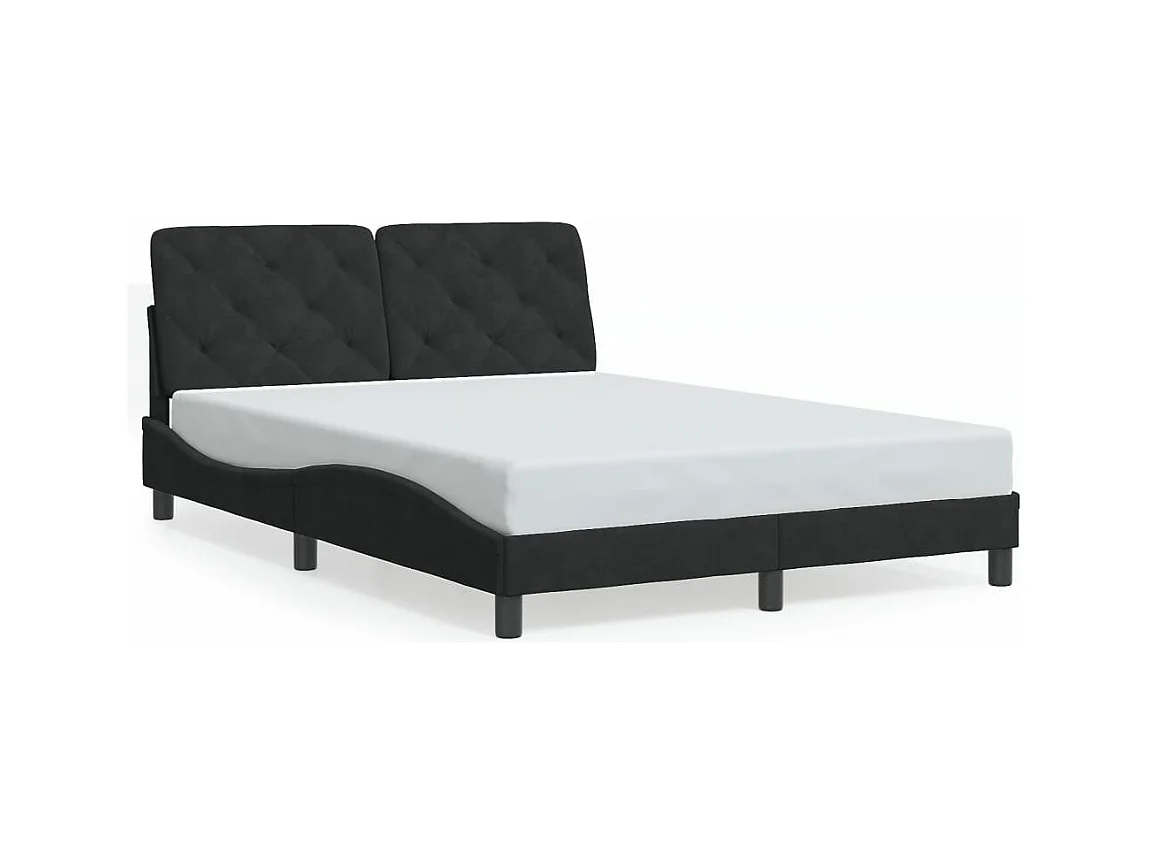 Lit double avec lumières LED noir 140x190 cm velours FR27000