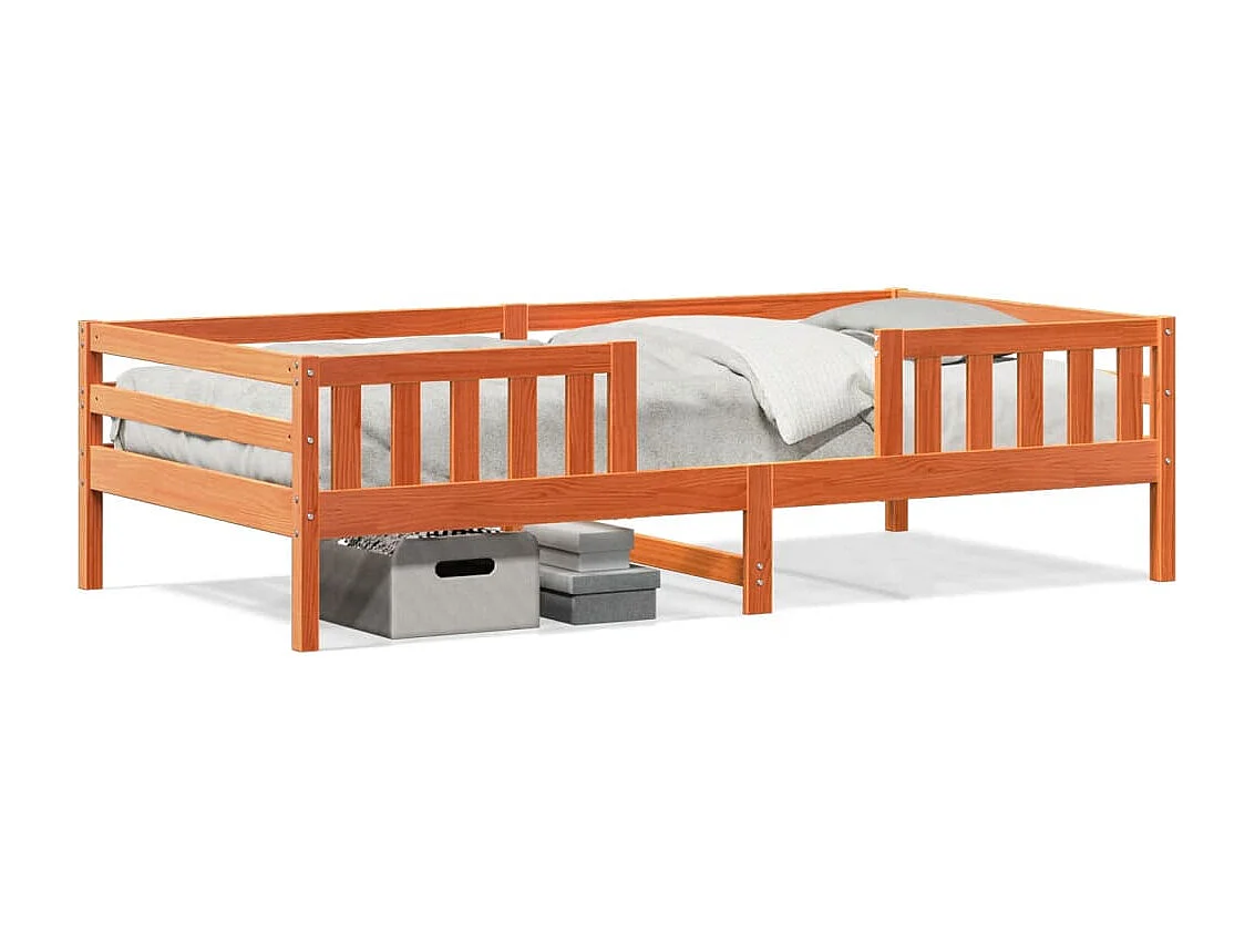 Bedframe massief grenenhout wasbruin 80x200 cm BE474896