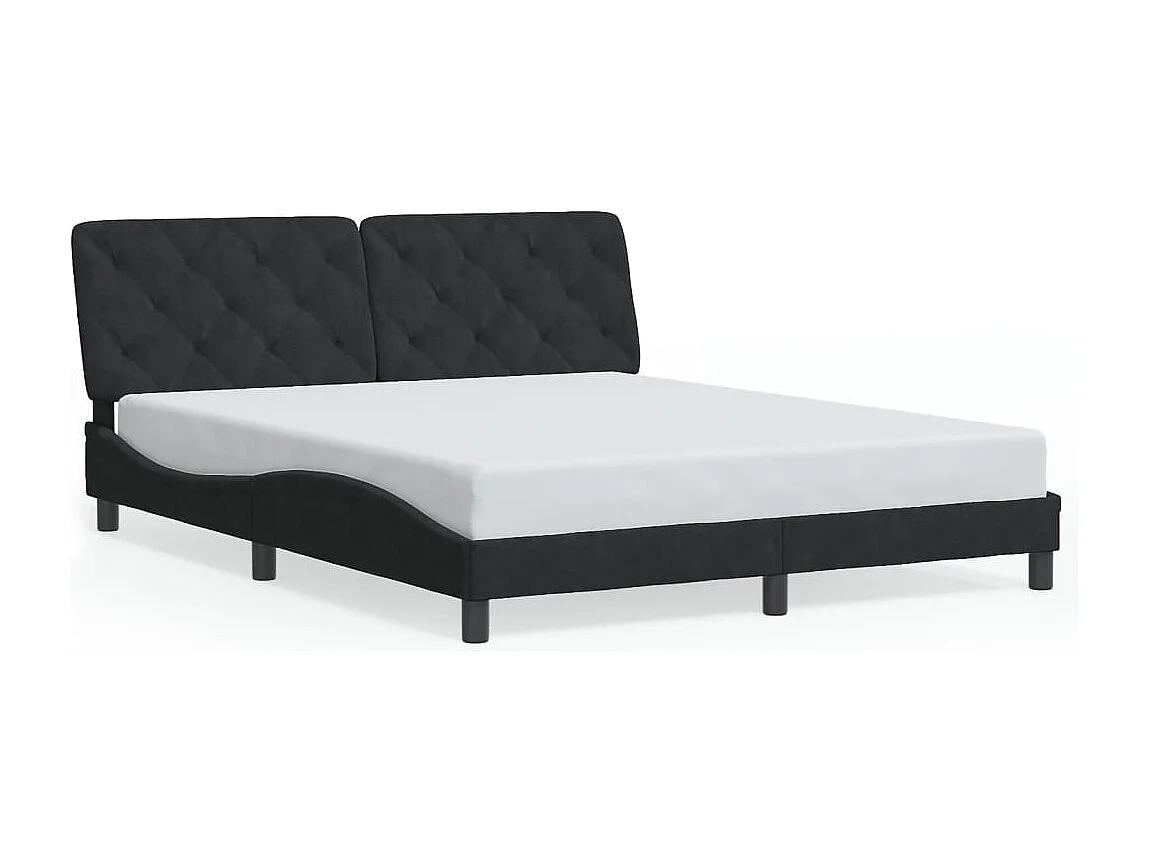 Cama c/ cabeceira 160x200 cm veludo preto PT931313