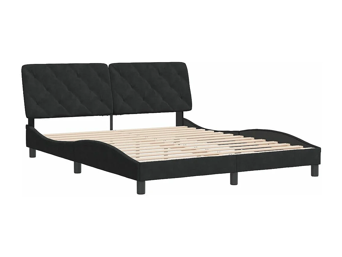 Cama c/ cabeceira 160x200 cm veludo preto PT931313