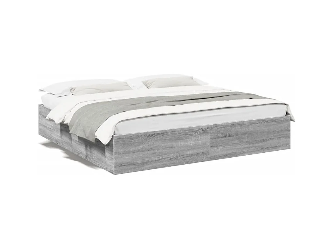 Lit double sonoma gris 180x200 cm bois d'ingénierie FR48530
