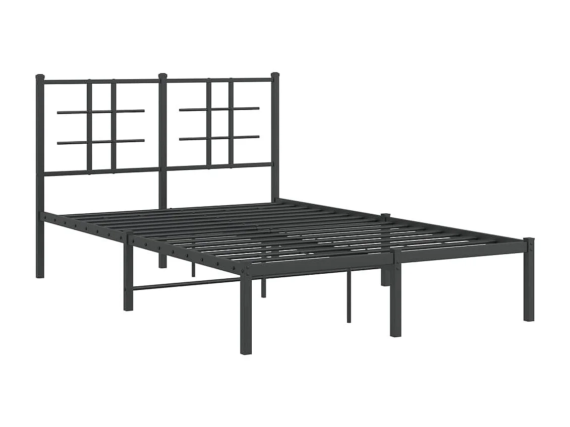 Lit double métal + tête de lit noir 120x190 cm FR87764