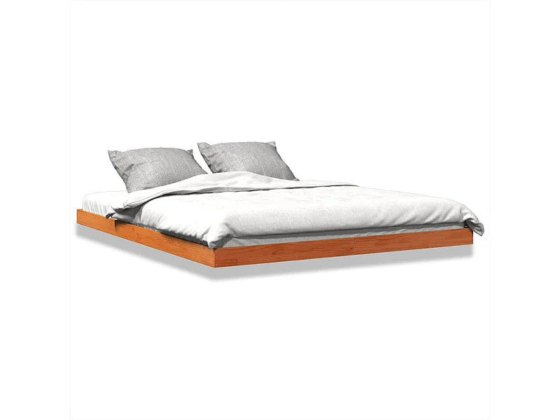 Bedframe massief grenenhout wasbruin 150x200 cm BE527509