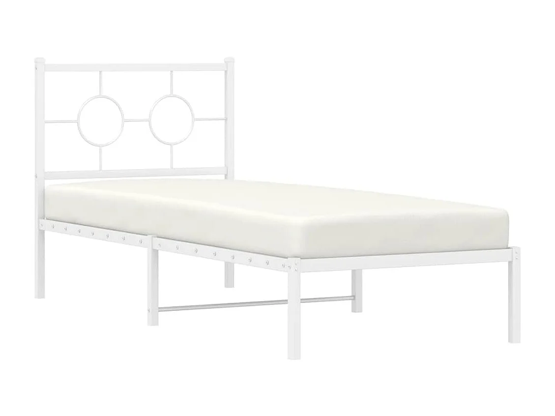 Lit simple métal + tête de lit blanc 75x190 cm FR37975