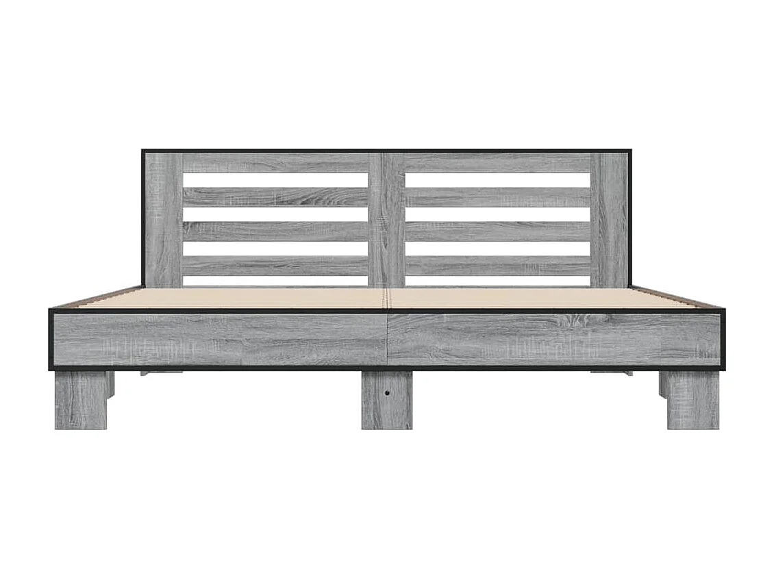 Bedframe bewerkt hout metaal grijs sonoma eiken 200x200 cm BE187604