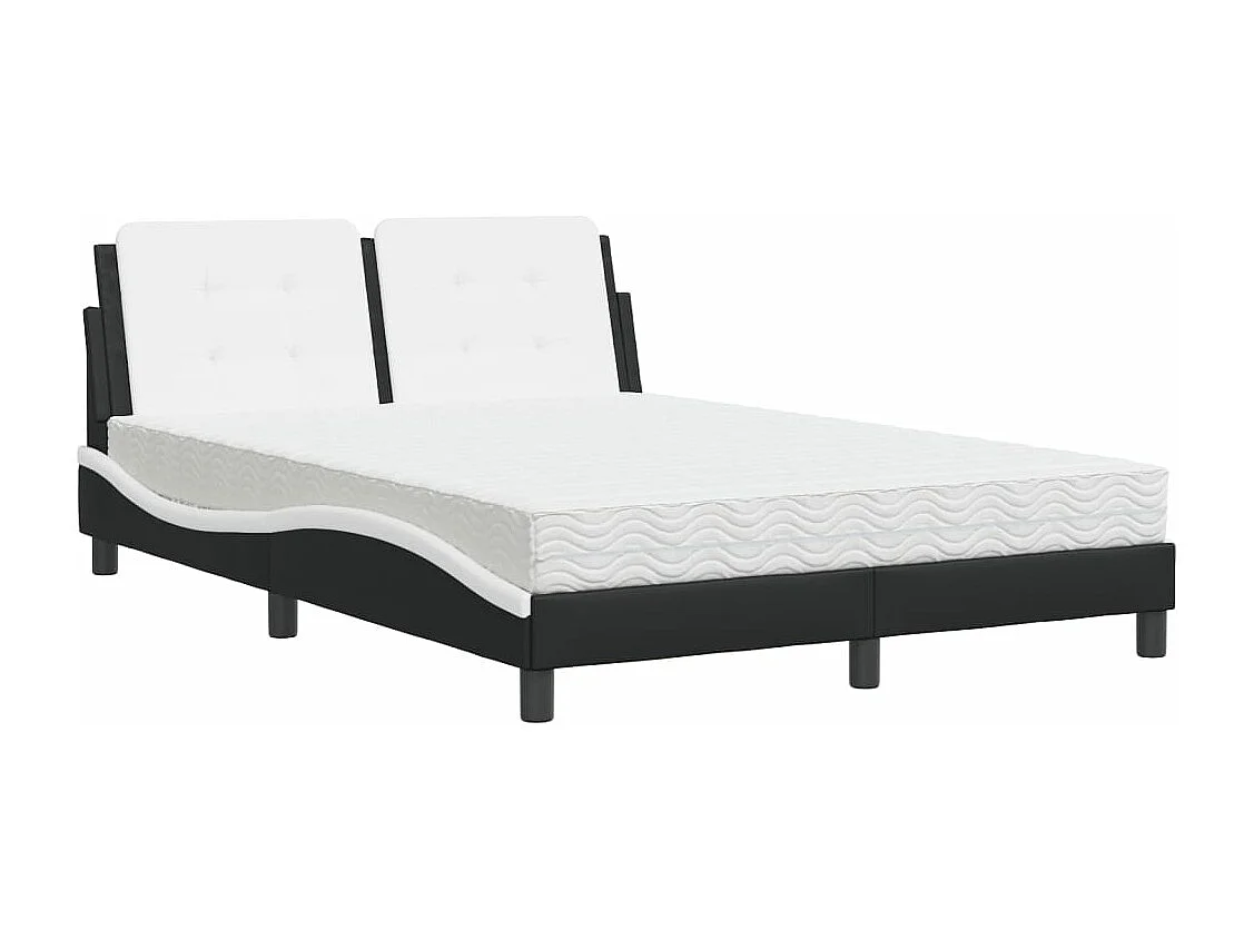 Bed met matras kunstleer zwart en wit 140x190 cm BE845140