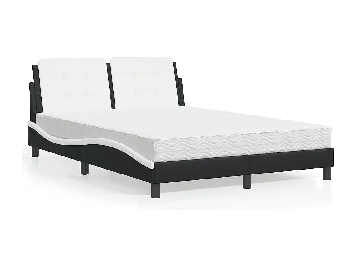 Bed met matras kunstleer zwart en wit 140x190 cm BE845140