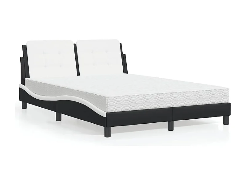 Bed met matras kunstleer zwart en wit 140x190 cm BE845140